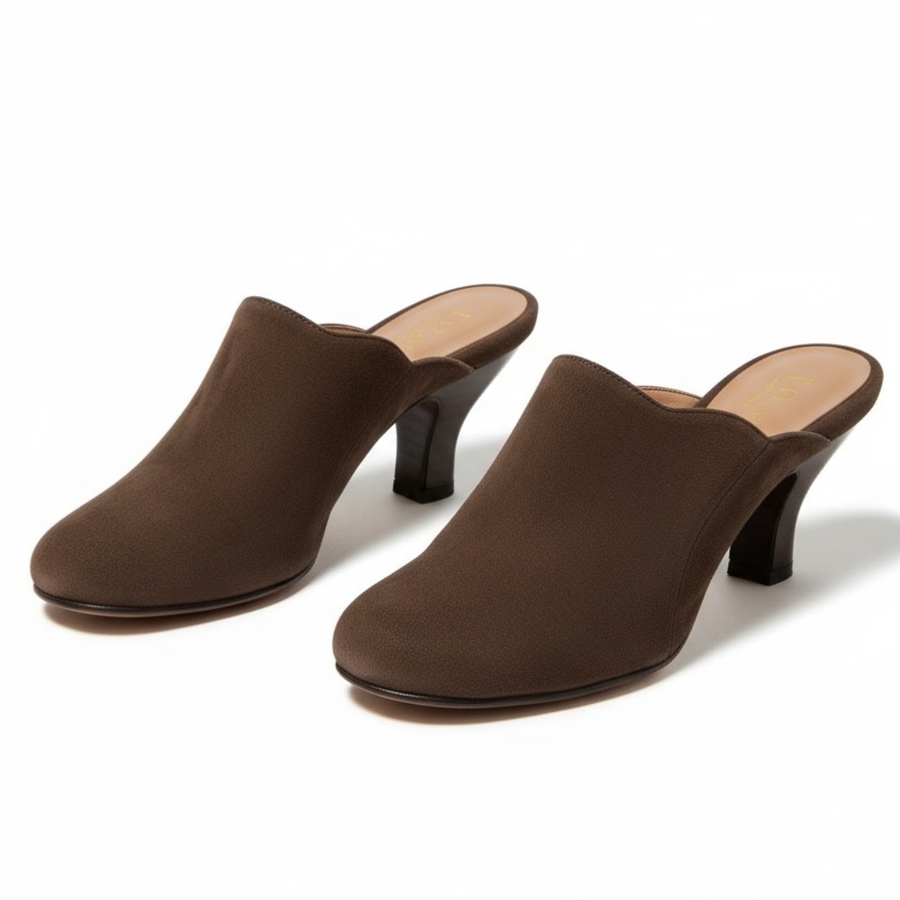 -Sofft Brown scalloped suede mules  8M 1508720